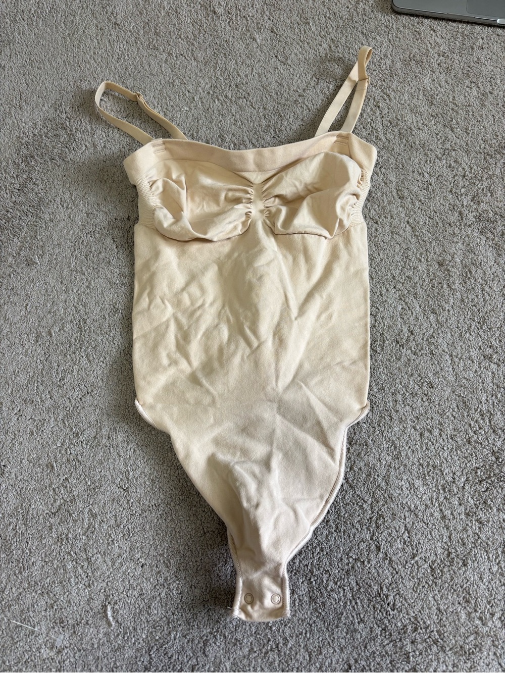 SKIMS Cream Adjustable-Strap Ruched Bodysuit
